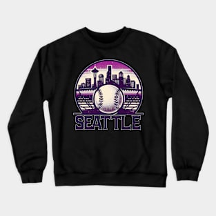 Retro Vintage Purple Seattle City Baseball Crewneck Sweatshirt